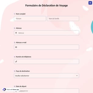 Formulaire de Déclaration de Voyage