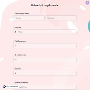 Reiseerklärungsformular