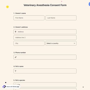 Veterinary Anesthesia Consent Form