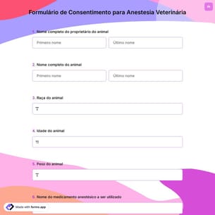 Formulário de Consentimento para Anestesia Veterinária
