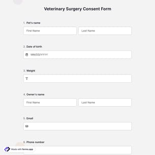 Veterinary Surgery Consent Form 