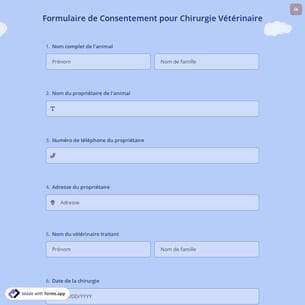Formulaire de Consentement pour Chirurgie Vétérinaire