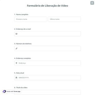 Formulário de Liberação de Vídeo