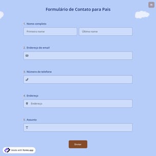 Formulário de Contato para Pais