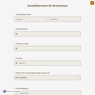 Kontaktformular für Brautmesse
