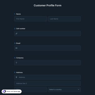 Customer Profile Form 