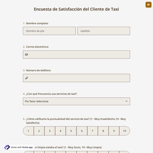Encuesta de Satisfacción del Cliente de Taxi