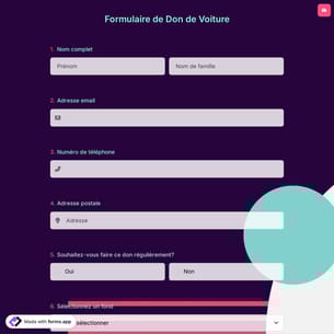 Formulaire de Don de Voiture