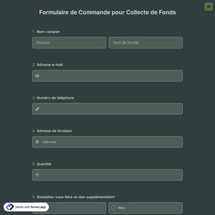 Formulaire de Commande pour Collecte de Fonds