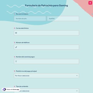 Formulario de Patrocinio para Gaming