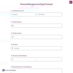 Veranstaltungsvorschlag Formular