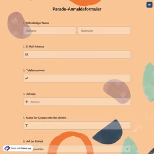 Parade-Anmeldeformular