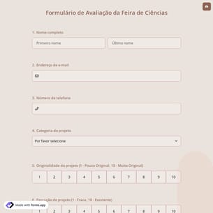 Formulário de Avaliação da Feira de Ciências