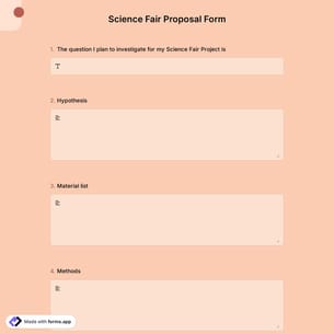 Science Fair Proposal Form