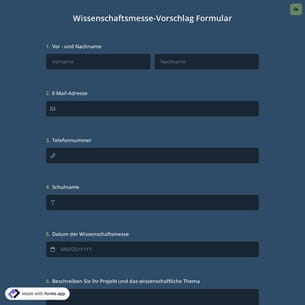 Wissenschaftsmesse-Vorschlag Formular