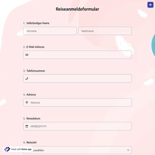 Reiseanmeldeformular