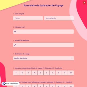Formulaire de Evaluation du Voyage