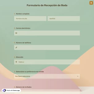 Formulario de Recepción de Boda