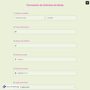Formulario de Solicitud de Boda