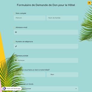 Formulaire de Demande de Don pour le Hôtel