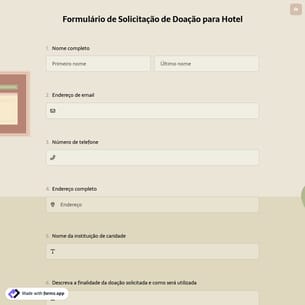 Formulário de Solicitação de Doação para Hotel
