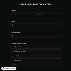 Restaurant Donation Request Form