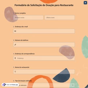 Formulário de Solicitação de Doação para Restaurante