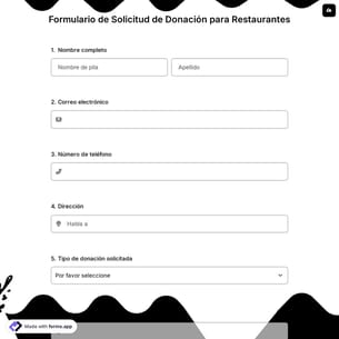 Formulario de Solicitud de Donación para Restaurantes