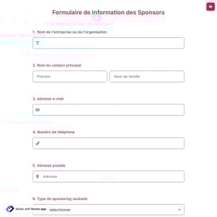Formulaire de Information des Sponsors
