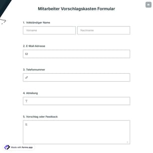 Mitarbeiter Vorschlagskasten Formular