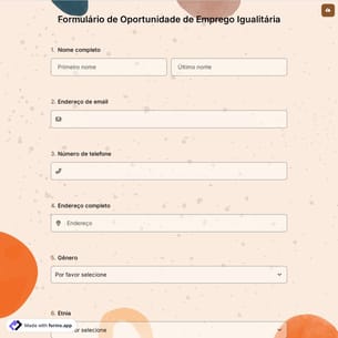 Formulário de Oportunidade de Emprego Igualitária
