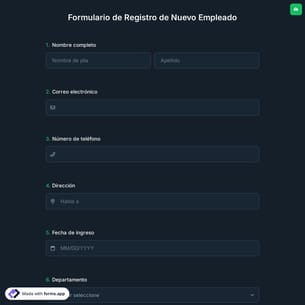 Formulario de Registro de Nuevo Empleado
