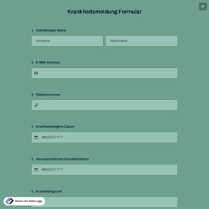 Krankheitsmeldung Formular