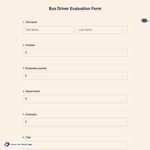 Bus Driver Evaluation Form