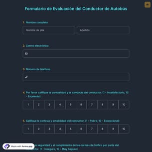 Formulario de Evaluación del Conductor de Autobús
