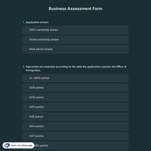 Business Assessment Form