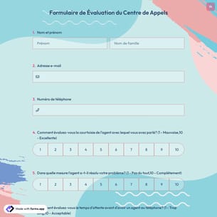 Formulaire de Évaluation du Centre de Appels