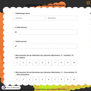 Call Center Evaluierungsformular