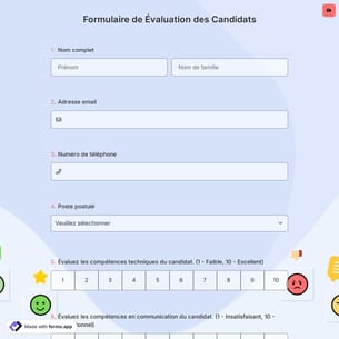 Formulaire de Évaluation des Candidats