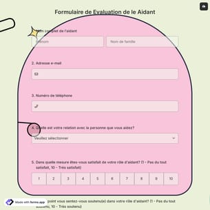 Formulaire de Evaluation de le Aidant
