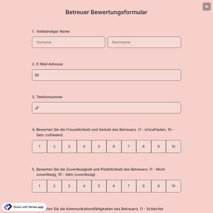 Betreuer Bewertungsformular
