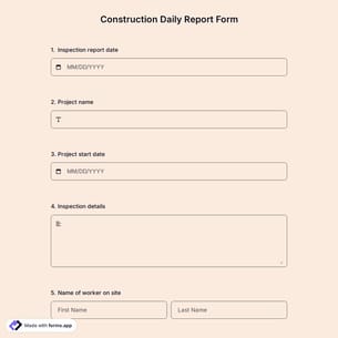 Construction Daily Report Form