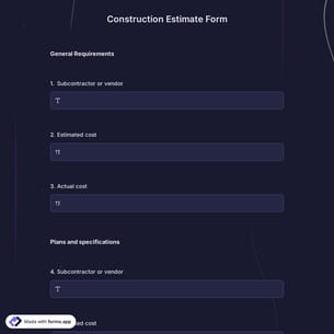 Construction Estimate Form