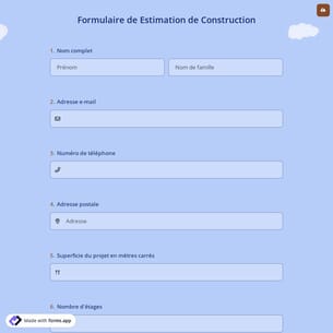 Formulaire de Estimation de Construction