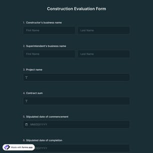 Construction Evaluation Form