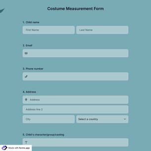 Costume Measurement Form