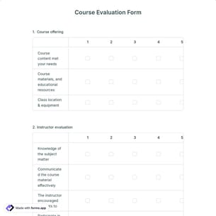 Course Evaluation Form