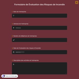 Formulaire de Évaluation des Risques de Incendie