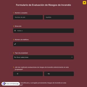Formulario de Evaluación de Riesgos de Incendio