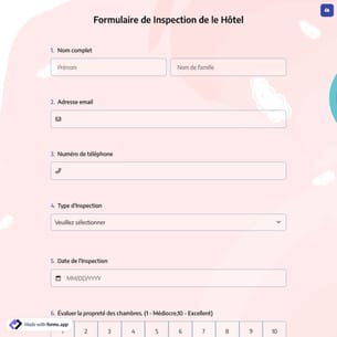 Formulaire de Inspection de le Hôtel